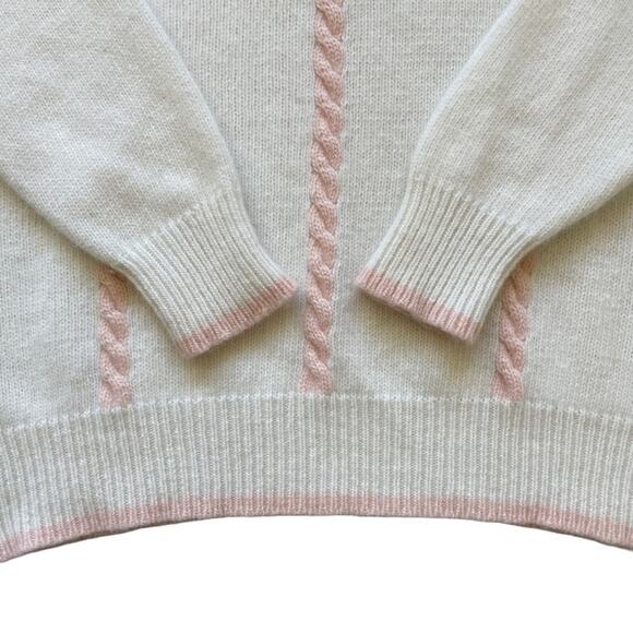 Russ Knit Connection Lambswool Angora Cream Blush Pink Vintage Sweater M - Picture 4 of 8